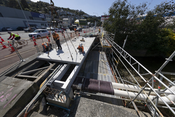 Image depicting contractors working on the bridge